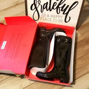 Black Original Tall Gloss Hunter Boots Size 10